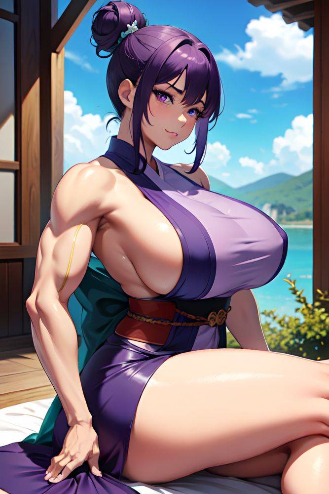 Anime Muscular Huge Boobs 20s Age Seductive Face Purple Hair Hair Bun Hair Style Dark Skin Soft Anime Lake Front View Massage Kimono 3684721166722868083 - AI Hentai - #main