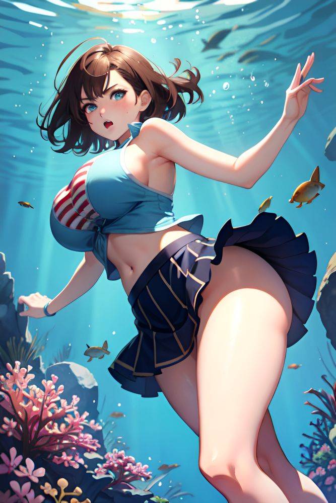 Anime Busty Huge Boobs 40s Age Angry Face Brunette Bobcut Hair Style Light Skin Watercolor Underwater Back View Cumshot Mini Skirt 3684945360111514166 - AI Hentai - #main