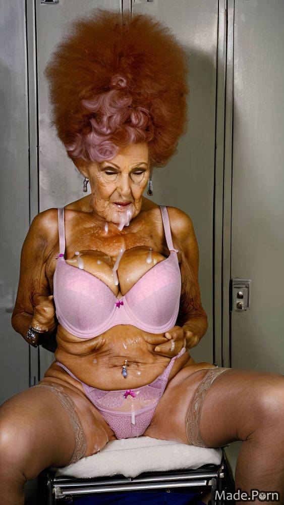 Piercing 90 looking at viewer harlequin multicolored hair bukkake locker room AI porn - #main