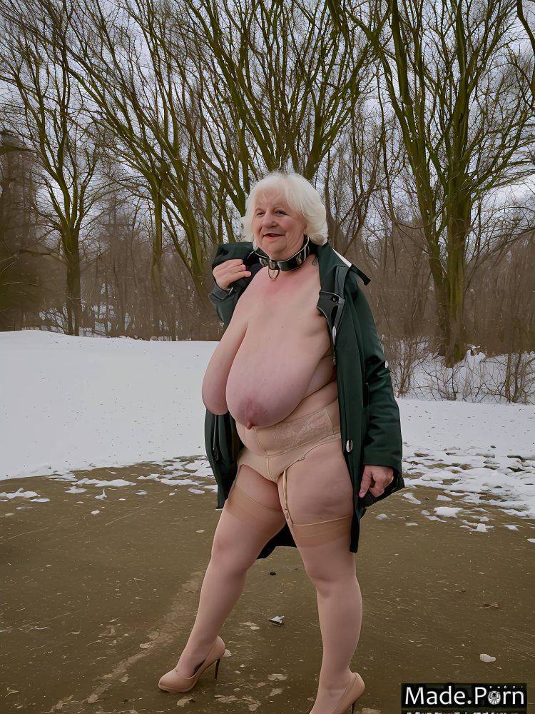 Snow bottomless high heels collar sweater woman vintage AI porn - #main