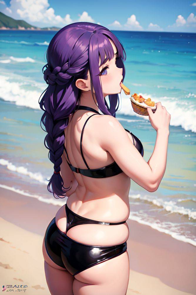 Anime Chubby Small Tits 18 Age Pouting Lips Face Purple Hair Braided Hair Style Light Skin Film Photo Beach Back View Eating Latex 3685084519165272211 - AI Hentai - #main