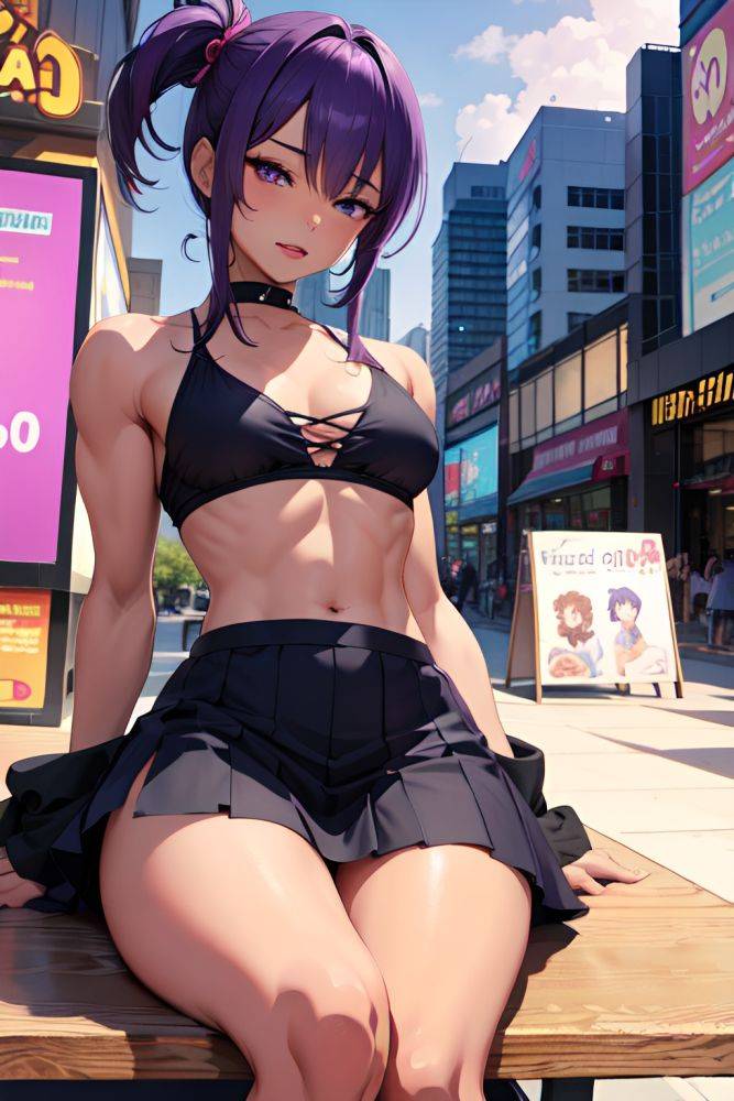 Anime Muscular Small Tits 50s Age Ahegao Face Purple Hair Pixie Hair Style Dark Skin Crisp Anime Mall Front View Sleeping Mini Skirt 3685119309615331673 - AI Hentai - #main