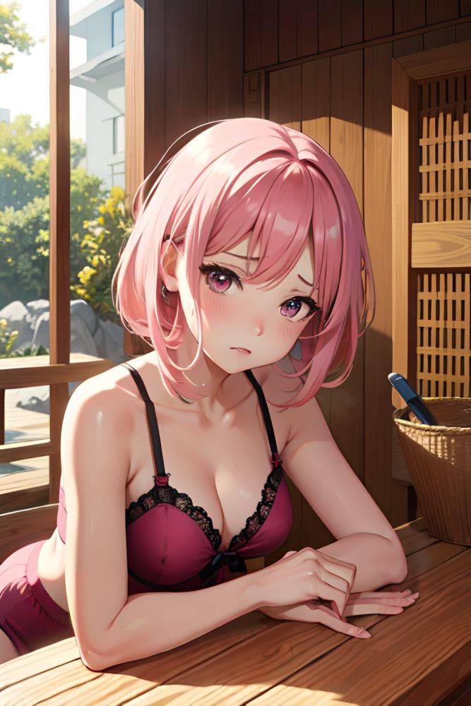Anime Busty Small Tits 80s Age Sad Face Pink Hair Bangs Hair Style Dark Skin Painting Sauna Front View Massage Lingerie 3685157964321402610 - AI Hentai - #main