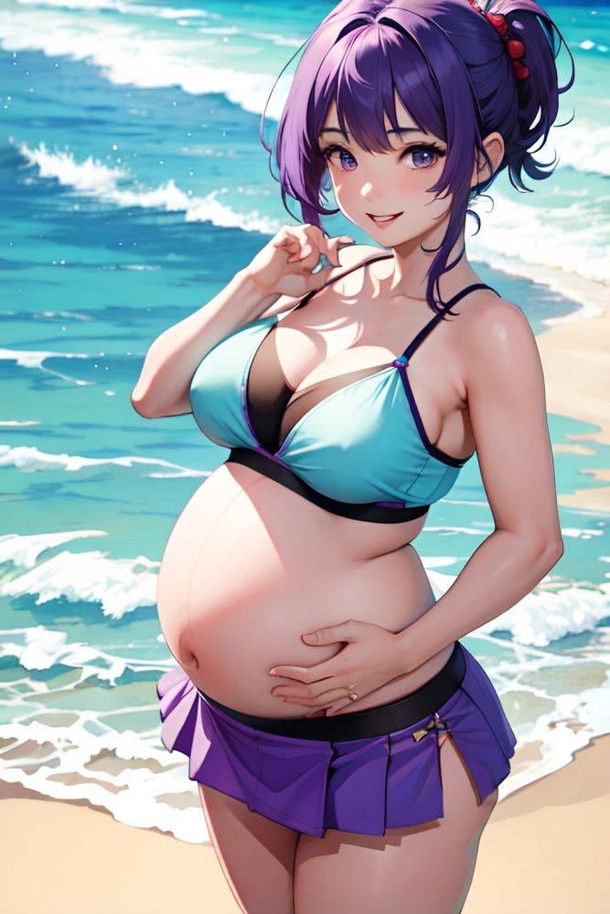Anime Pregnant Small Tits 18 Age Happy Face Purple Hair Pixie Hair Style Light Skin Watercolor Beach Close Up View Gaming Mini Skirt 3685185019289299625 - AI Hentai - #main