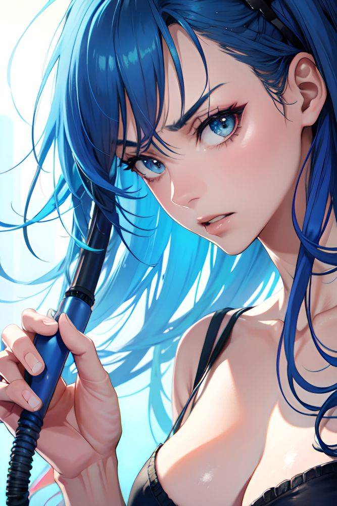 Anime Skinny Small Tits 20s Age Angry Face Blue Hair Messy Hair Style Light Skin Cyberpunk Shower Close Up View T Pose Teacher 3685196617812937248 - AI Hentai - #main