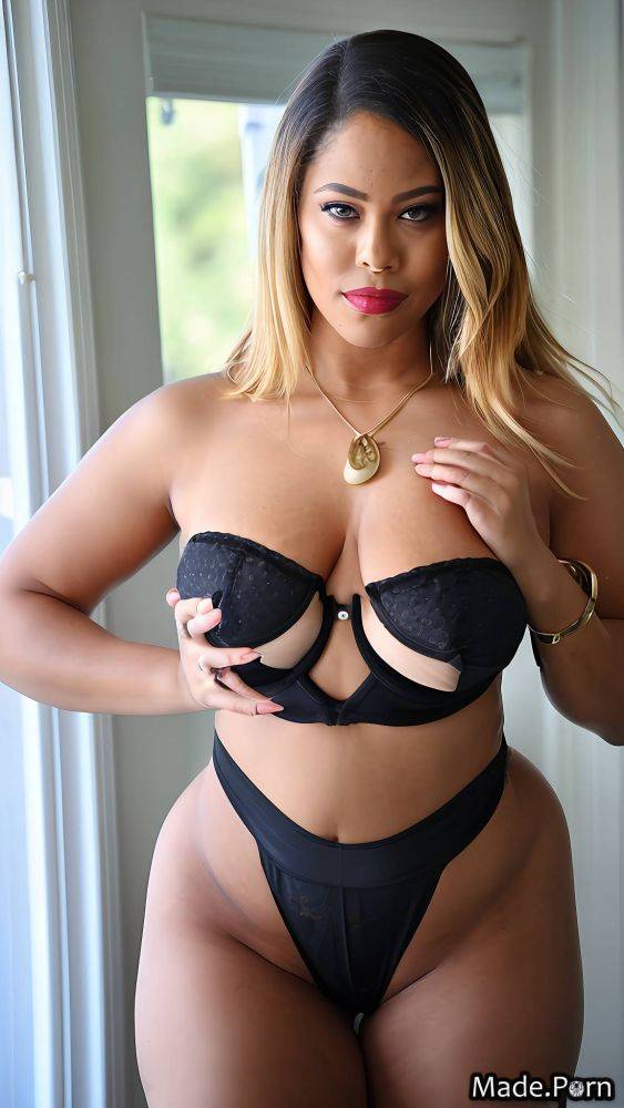 Belt long hair wife looking at viewer gigantic boobs big hips bimbo AI porn - #main