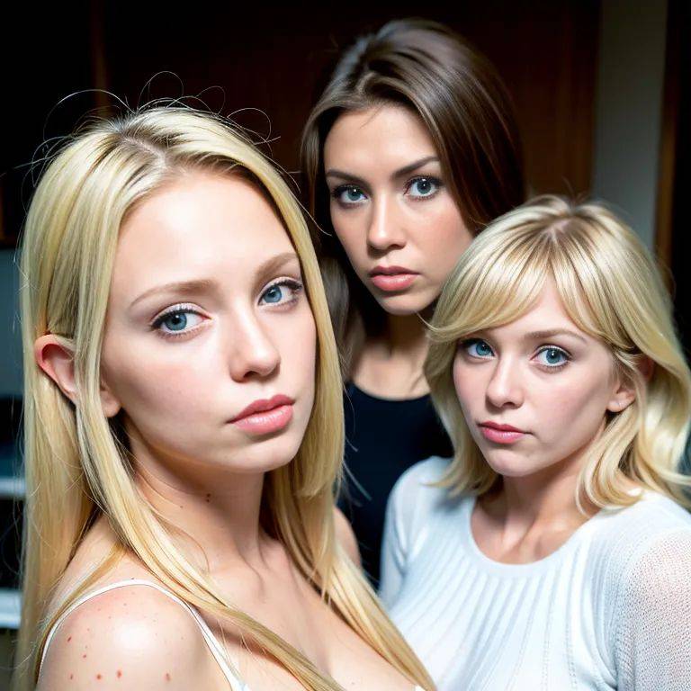 ,white people,(2women:2),twenties,(RAW photo, best quality, masterpiece:1.1), (realistic, photo-realistic:1.2), ultra-detailed, ultra high res, physically-based rendering,long hair,blue eyes,beautiful,happy,Looking at viewer,(adult:1.5) - #main