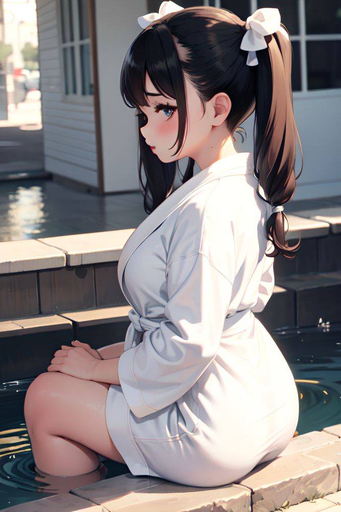 Anime Chubby Small Tits 50s Age Pouting Lips Face Brunette Pigtails Hair Style Light Skin Black And White Street Back View Bathing Bathrobe 3685324178342993175 - AI Hentai - #main