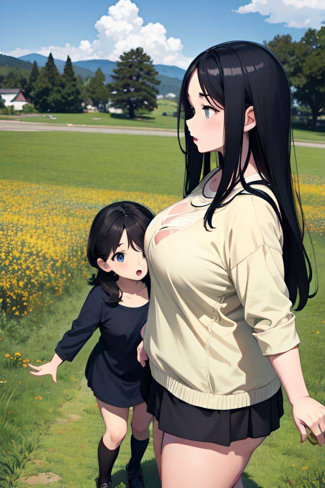 Anime Chubby Small Tits 30s Age Shocked Face Black Hair Straight Hair Style Light Skin Crisp Anime Meadow Side View T Pose Goth 3685370565204954416 - AI Hentai - #main