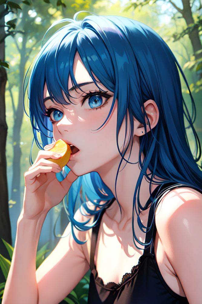 Anime Skinny Small Tits 18 Age Shocked Face Blue Hair Messy Hair Style Light Skin Watercolor Forest Close Up View Eating Teacher 3685389891343442614 - AI Hentai - #main
