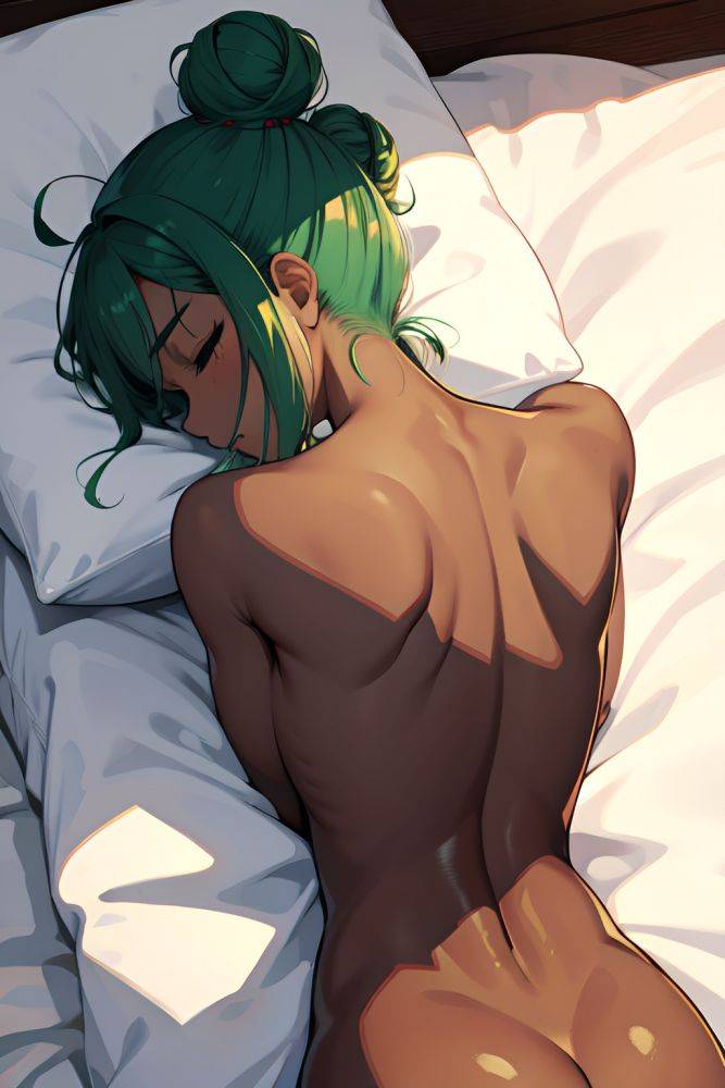 Anime Skinny Small Tits 30s Age Sad Face Green Hair Hair Bun Hair Style Dark Skin Illustration Gym Back View Sleeping Nurse 3682123567629664471 - AI Hentai - #main