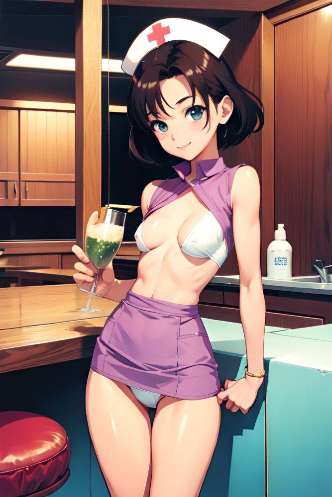 Anime Skinny Small Tits 80s Age Happy Face Brunette Pixie Hair Style Light Skin Skin Detail (beta) Bar Front View Eating Nurse 3685575431821032062 - AI Hentai - #main