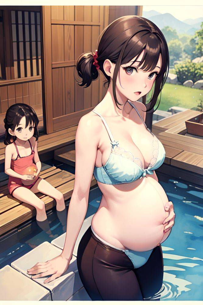 Anime Pregnant Small Tits 60s Age Shocked Face Brunette Straight Hair Style Light Skin Watercolor Onsen Front View Eating Bra 3685579299403430591 - AI Hentai - #main