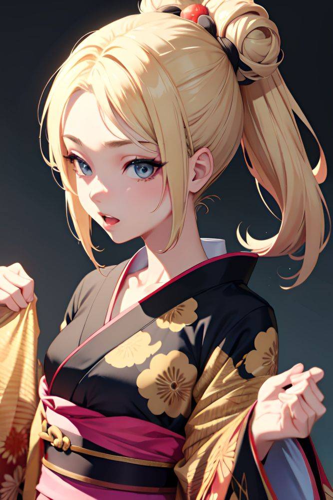 Anime Skinny Small Tits 18 Age Ahegao Face Blonde Hair Bun Hair Style Light Skin Charcoal Club Close Up View T Pose Kimono 3685687532580442285 - AI Hentai - #main