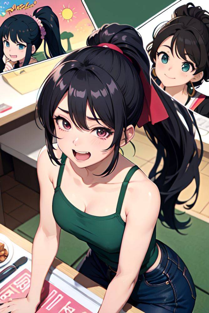 Anime Busty Small Tits 80s Age Laughing Face Black Hair Ponytail Hair Style Dark Skin Soft Anime Casino Close Up View Cooking Teacher 3685818956394555344 - AI Hentai - #main