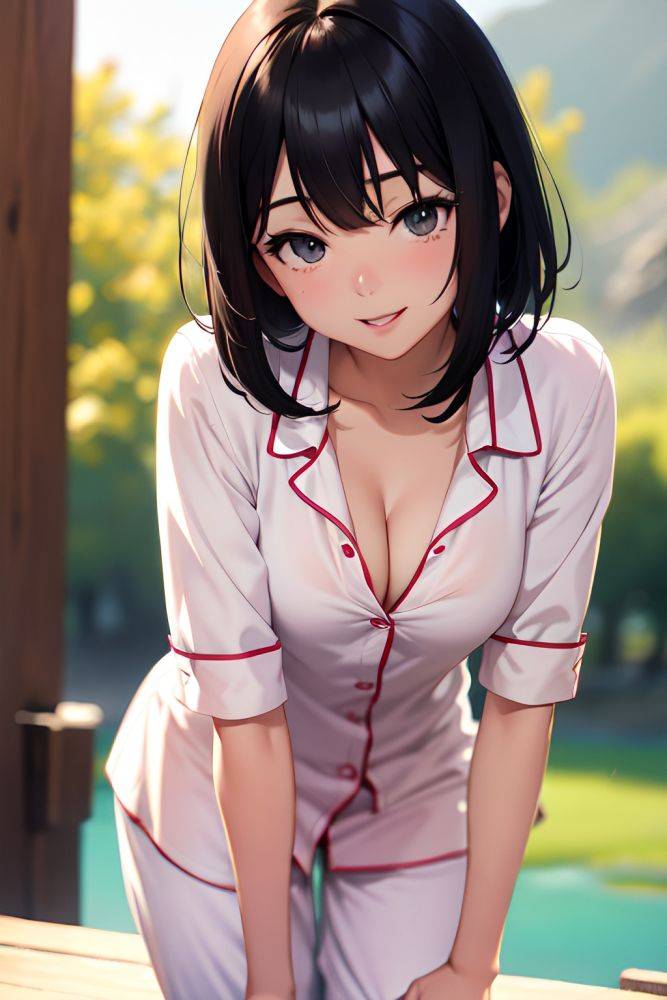 Anime Busty Small Tits 30s Age Happy Face Black Hair Bangs Hair Style Dark Skin Film Photo Lake Close Up View Bending Over Pajamas 3685838283747570250 - AI Hentai - #main