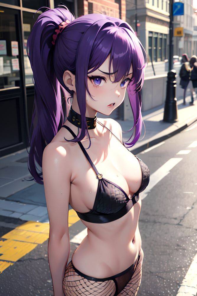 Anime Busty Small Tits 18 Age Angry Face Purple Hair Messy Hair Style Light Skin Vintage Street Side View Bathing Fishnet 3685857612165181924 - AI Hentai - #main