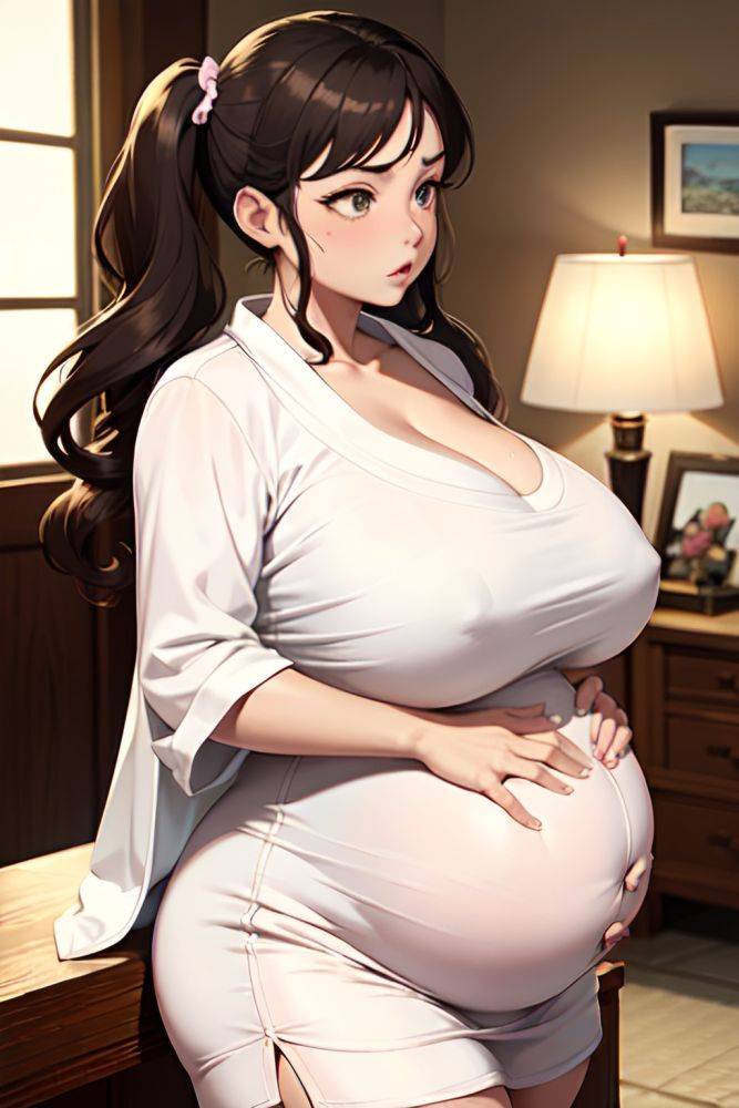 Anime Pregnant Huge Boobs 50s Age Serious Face Brunette Pigtails Hair Style Light Skin Skin Detail (beta) Desert Side View Gaming Bathrobe 3685946518157940018 - AI Hentai - #main