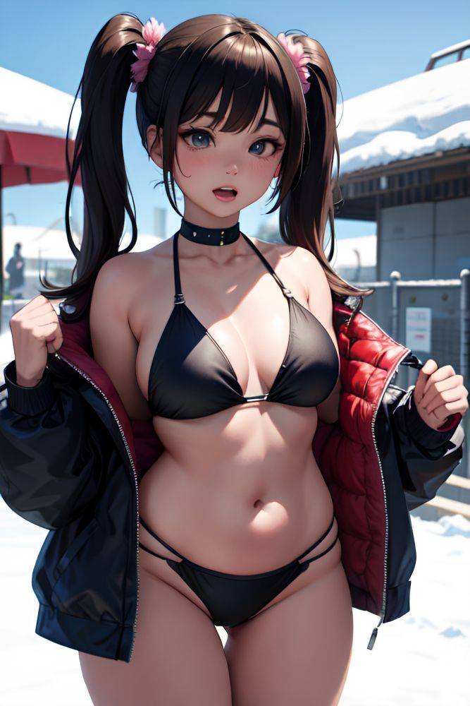 Anime Chubby Small Tits 70s Age Ahegao Face Brunette Pigtails Hair Style Dark Skin Cyberpunk Snow Front View T Pose Bikini 3685977441754225386 - AI Hentai - #main