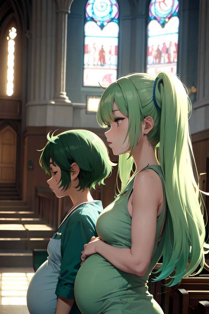 Anime Pregnant Small Tits 70s Age Sad Face Green Hair Messy Hair Style Light Skin Crisp Anime Church Back View Sleeping Nurse 3686039289283879845 - AI Hentai - #main