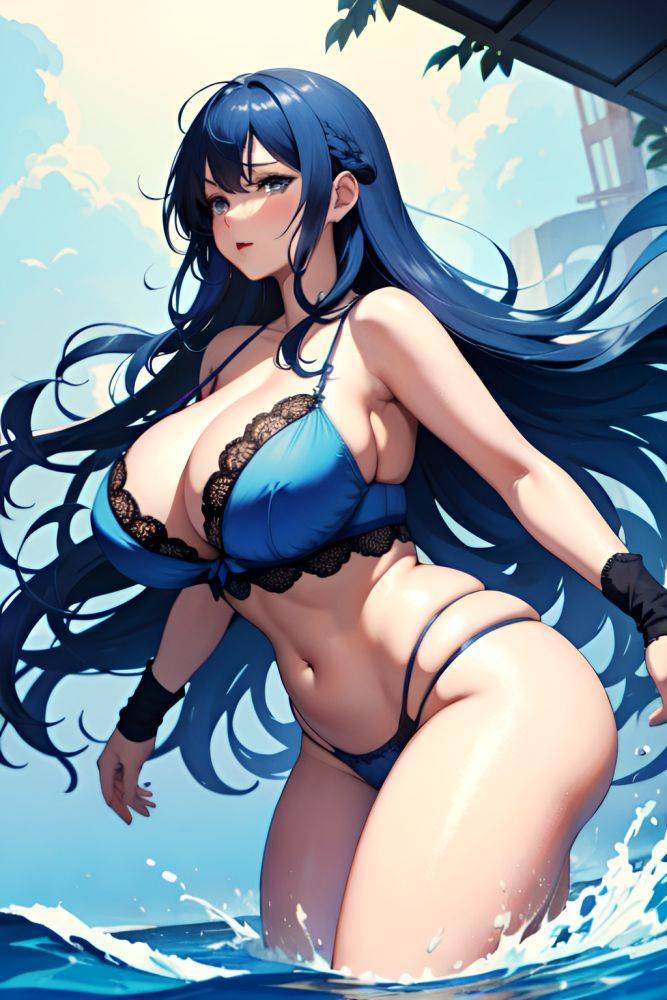 Anime Chubby Huge Boobs S Age Orgasm Face Blue Hair Messy Hair Style Dark Skin Watercolor Club