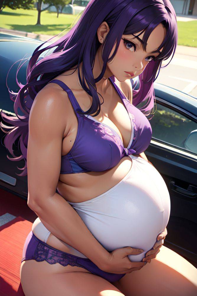 Anime Pregnant Small Tits 70s Age Serious Face Purple Hair Straight Hair Style Dark Skin Skin Detail (beta) Car Side View Working Out Bra 3686363987902703666 - AI Hentai - #main