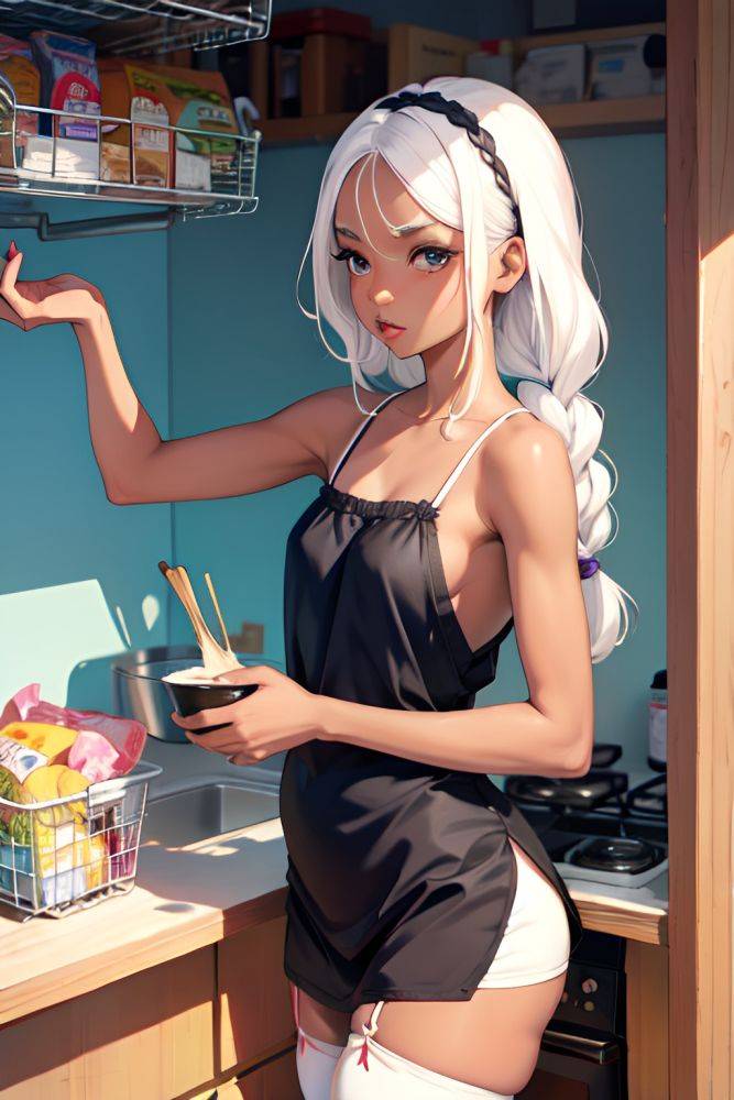 Anime Skinny Small Tits 60s Age Pouting Lips Face White Hair Braided Hair Style Dark Skin Painting Grocery Front View Cooking Stockings 3686541802644567262 - AI Hentai - #main