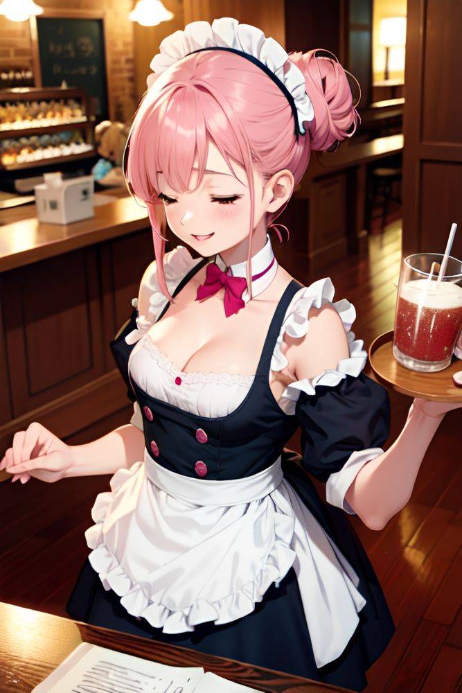 Anime Busty Small Tits 18 Age Happy Face Pink Hair Hair Bun Hair Style Light Skin Vintage Bar Close Up View Sleeping Maid 3686572727135375318 - AI Hentai - #main