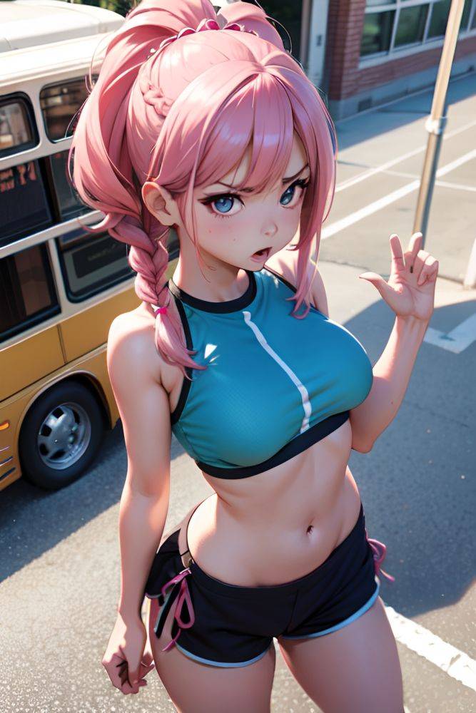 Anime Busty Small Tits 60s Age Angry Face Pink Hair Braided Hair Style Light Skin 3d Bus Front View T Pose Bikini 3686665495556541001 - AI Hentai - #main