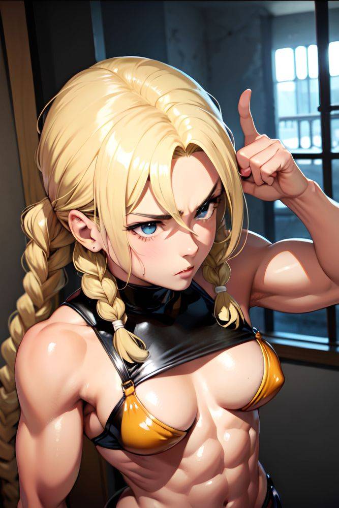 Anime Muscular Small Tits 50s Age Serious Face Blonde Braided Hair Style Light Skin Comic Prison Close Up View Gaming Latex 3686700286939594799 - AI Hentai - #main