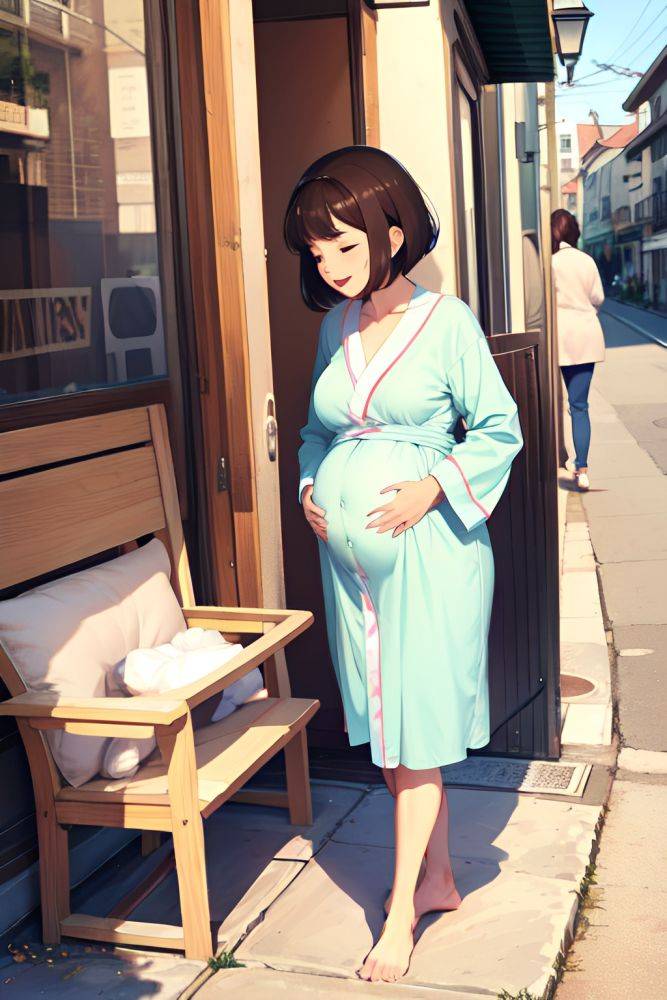 Anime Pregnant Small Tits 60s Age Happy Face Brunette Pixie Hair Style Light Skin Soft + Warm Street Front View Sleeping Bathrobe 3686897424519339695 - AI Hentai - #main