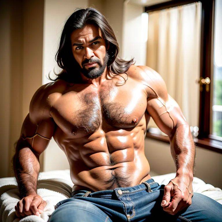 , Arabs,manly man,elder,(RAW photo, best quality, masterpiece:1.1), (realistic, photo-realistic:1.2), ultra-detailed, ultra high res, physically-based rendering,long hair,black hair,blue eyes,seductive,huge breasts,huge ass,abs,massage,(adult:1.5) - #main