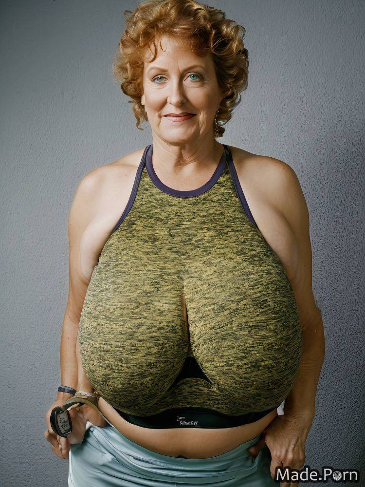 Ginger changing room sports bra cheerleader gigantic boobs huge boobs irish AI porn - #main