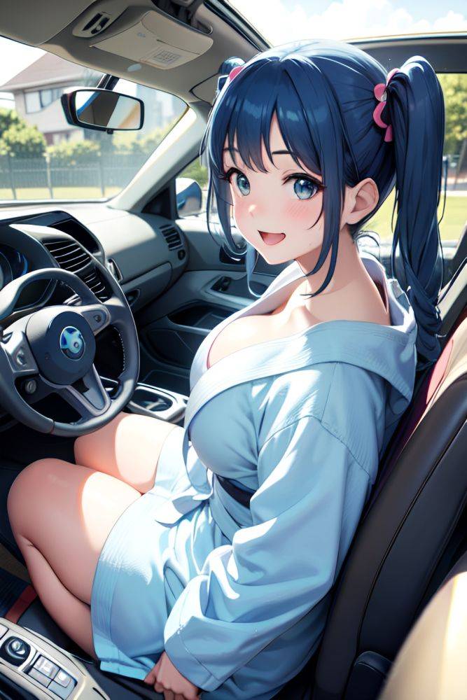 Anime Chubby Small Tits 40s Age Happy Face Blue Hair Pigtails Hair Style Light Skin Illustration Car Close Up View Jumping Bathrobe 3687303297122308060 - AI Hentai - #main