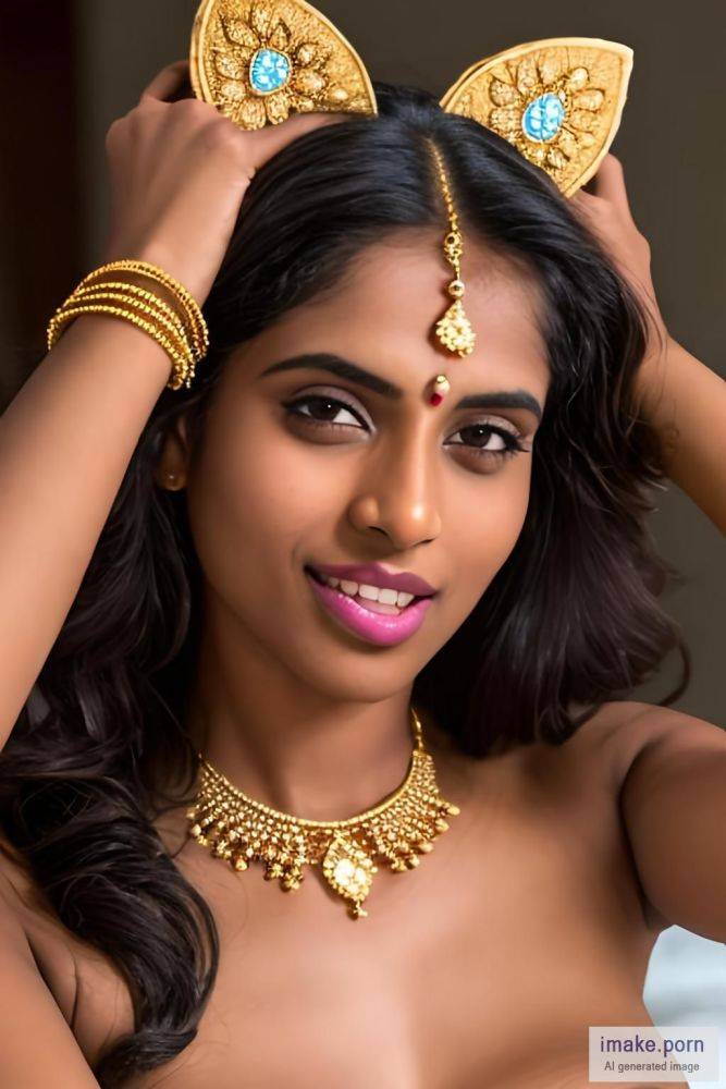 indian girl with cat ears with gold jewels, orgasm_face,... - #main