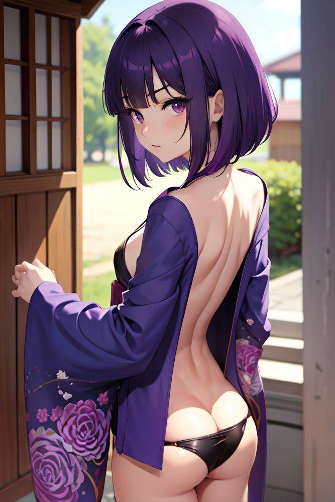 Anime Skinny Small Tits 20s Age Serious Face Purple Hair Bangs Hair Style Dark Skin Comic Stage Back View Cumshot Kimono 3683503540620890947 - AI Hentai - #main