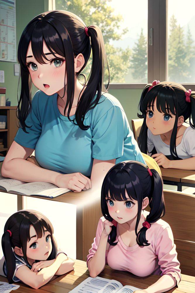 Anime Pregnant Small Tits 70s Age Shocked Face Black Hair Pigtails Hair Style Light Skin Soft + Warm Lake Front View Working Out Teacher 3689352000262116862 - AI Hentai - #main