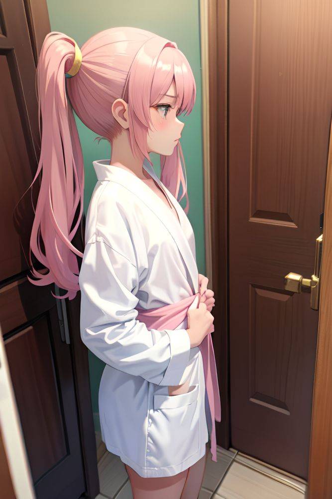 Anime Skinny Small Tits 18 Age Sad Face Pink Hair Pigtails Hair Style Light Skin Painting Bathroom Side View Working Out Bathrobe 3689603255851815703 - AI Hentai - #main