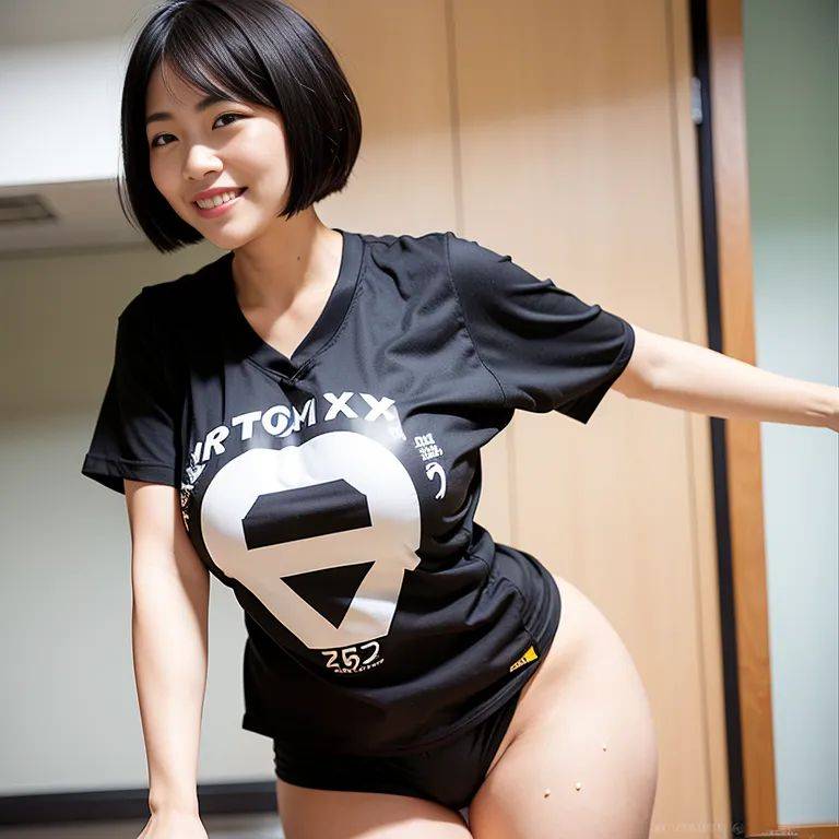 , japanese,woman,twenties,short hair,bobcut,black hair,beautiful,(smile),huge breasts,perfect body,short sleeves,soccer,sportswear,short shorts,(semen:1.2),changing room,front view,(adult:1.5) - #main