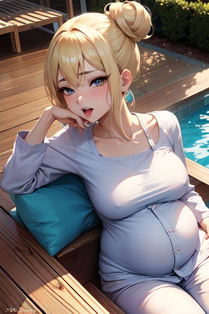 Anime Pregnant Small Tits 20s Age Ahegao Face Blonde Hair Bun Hair Style Light Skin Charcoal Pool Close Up View Plank Pajamas 3689792663464763086 - AI Hentai - #main