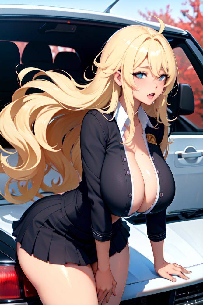 Anime Busty Huge Boobs 20s Age Ahegao Face Blonde Messy Hair Style Dark Skin Charcoal Car Side View Bending Over Schoolgirl 3689808125965908775 - AI Hentai - #main