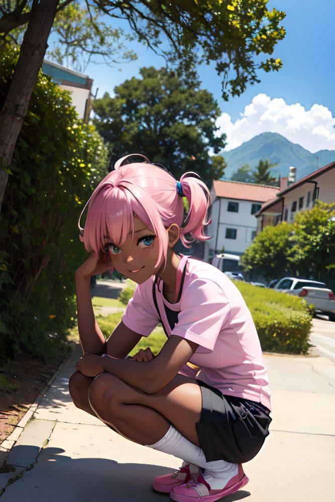 Anime Skinny Small Tits 18 Age Happy Face Pink Hair Pixie Hair Style Dark Skin Soft + Warm Stage Side View Squatting Nurse 3689850646142726386 - AI Hentai - #main