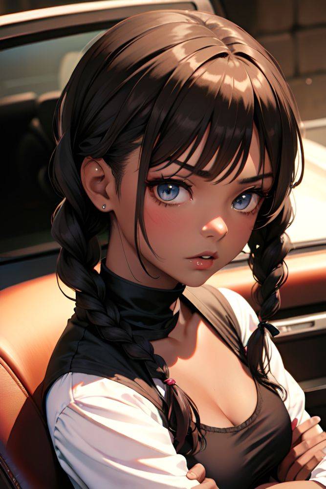 Anime Skinny Small Tits 50s Age Serious Face Brunette Braided Hair Style Dark Skin Dark Fantasy Car Close Up View T Pose Goth 3689935683729886651 - AI Hentai - #main