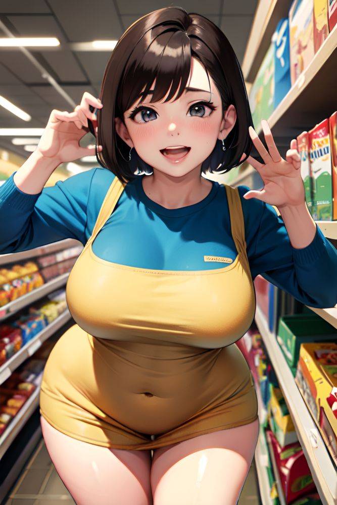 Anime Chubby Small Tits 30s Age Laughing Face Brunette Bobcut Hair Style Light Skin Crisp Anime Grocery Close Up View T Pose Teacher 3689943417265576004 - AI Hentai - #main