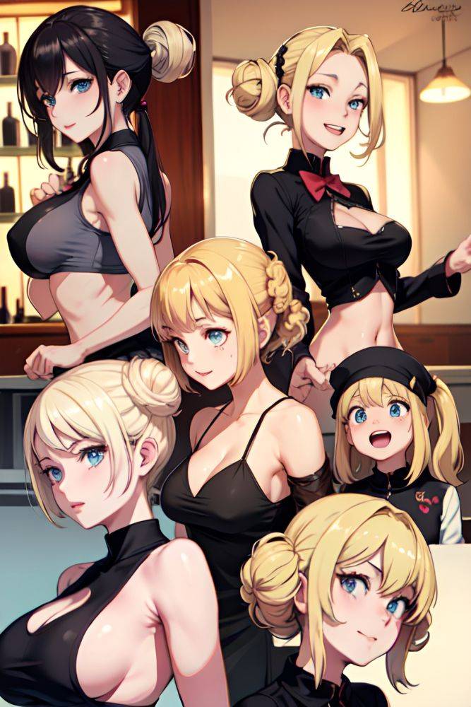 Anime Skinny Huge Boobs 50s Age Laughing Face Blonde Hair Bun Hair Style Light Skin Dark Fantasy Bar Side View T Pose Teacher 3690573488974763511 - AI Hentai - #main
