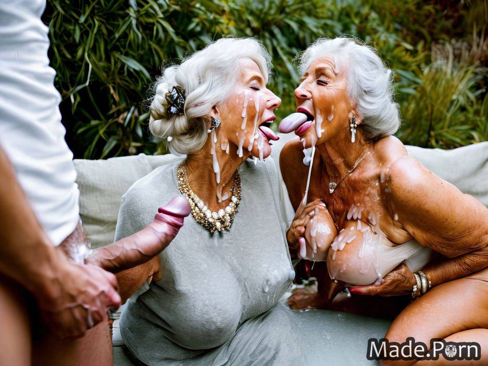 Blowjob white hair bracelet necklace hair bun cum in mouth earrings AI porn - #main