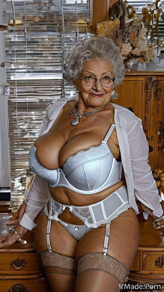 Busty corset stockings big tits messy hair lingerie blouse AI porn - #main
