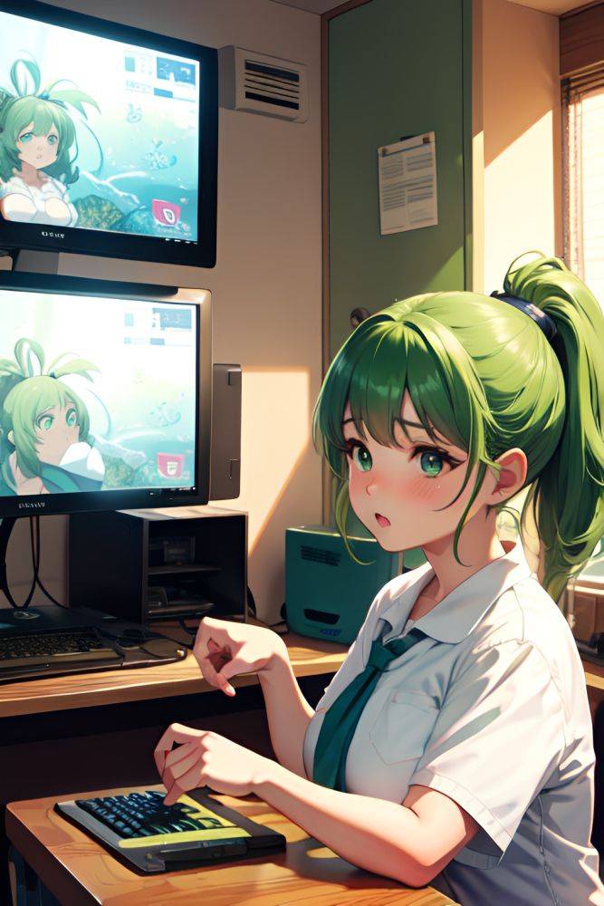 Anime Chubby Small Tits 60s Age Sad Face Green Hair Ponytail Hair Style Light Skin Vintage Underwater Front View Gaming Schoolgirl 3690704912364163042 - AI Hentai - #main