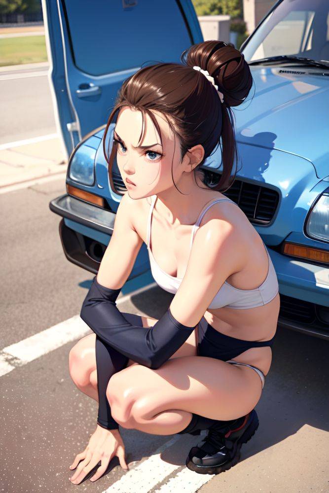 Anime Skinny Small Tits 80s Age Angry Face Brunette Hair Bun Hair Style Light Skin Film Photo Car Close Up View Squatting Teacher 3690878858541707517 - AI Hentai - #main