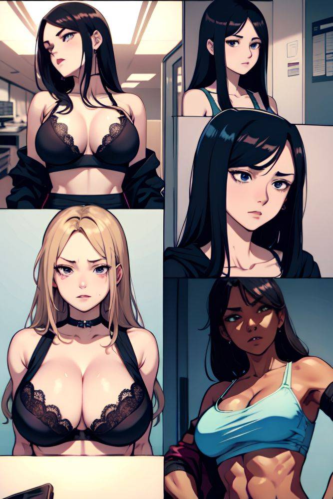 Anime Skinny Huge Boobs 30s Age Angry Face Brunette Straight Hair Style Dark Skin Cyberpunk Hospital Side View Sleeping Bra 3690932975130272199 - AI Hentai - #main